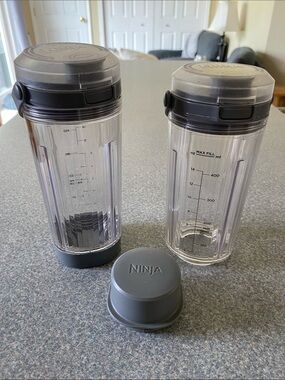 Ninja Clear Plastic Blender Cups with Gray Lids
